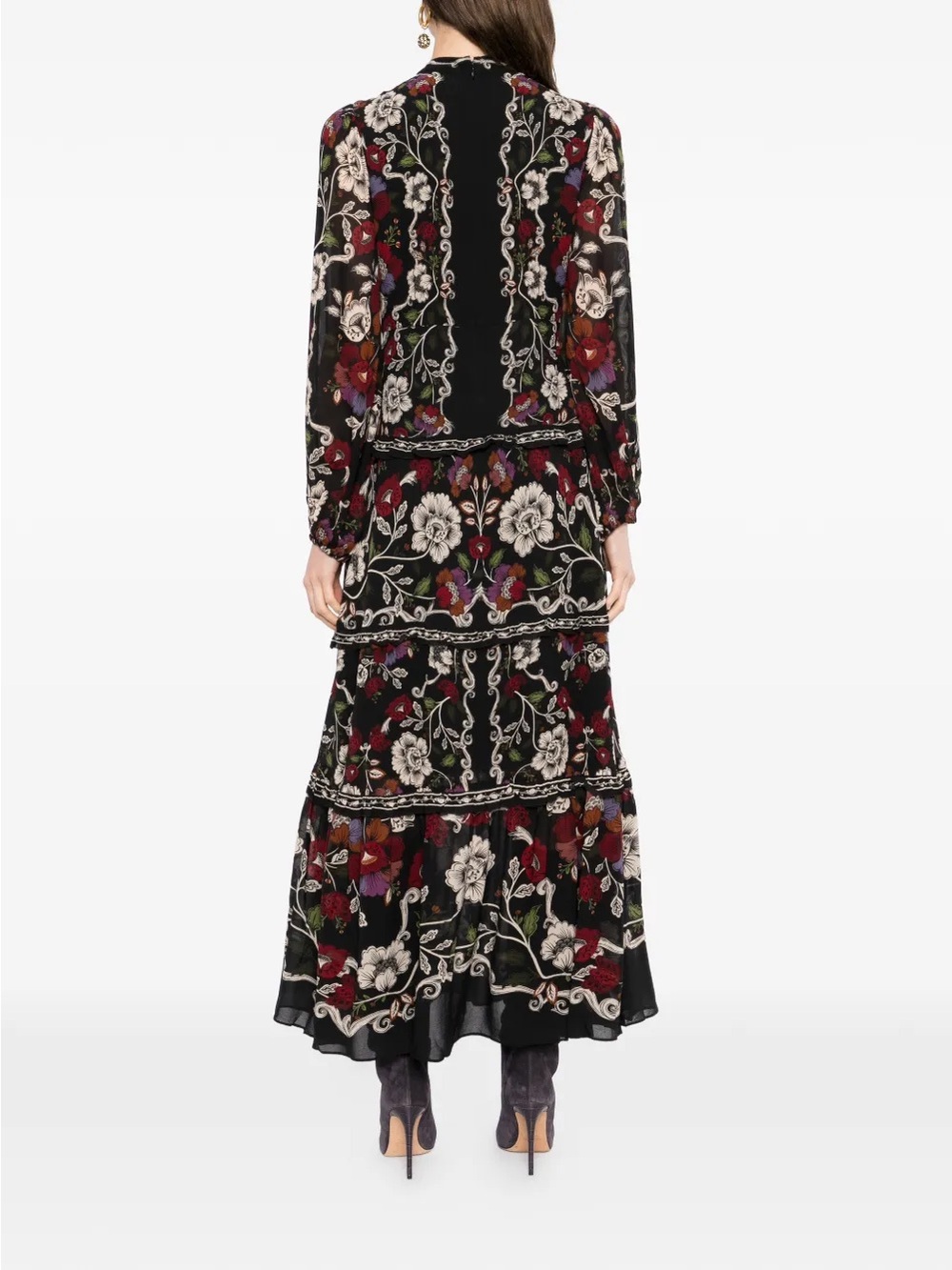 The Black Rococo Flowers Ruffled Maxi Dress by FARM Rio - Picture 2 of 8